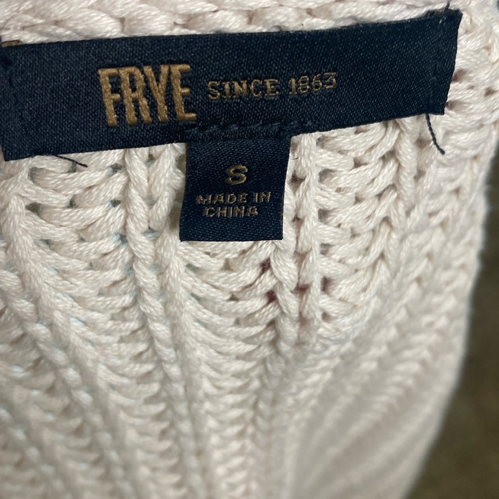 Frye Cable Sleeve Cardigan Crop Button Up Oatmeal Sweater S - Picture 4 of 12